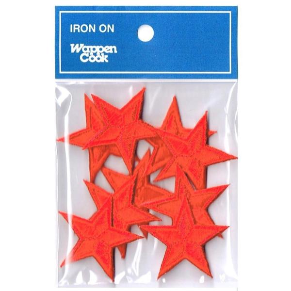 入園 入学 刺繍 ワッペン 星 アップリケ  レッド スタ− 10個セット アイロン接着