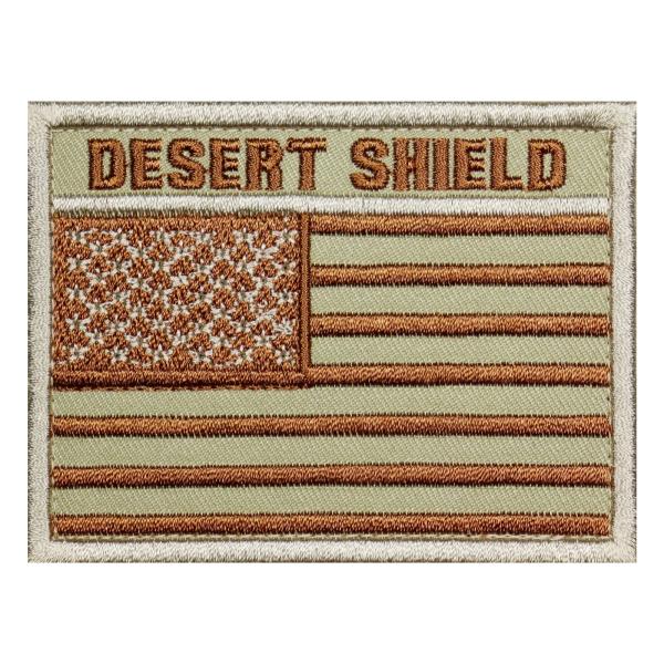 面ファスナー ブラック メス無し 砂漠の盾 デザート シールド サバゲー ミリタリー ワッペン 星条...