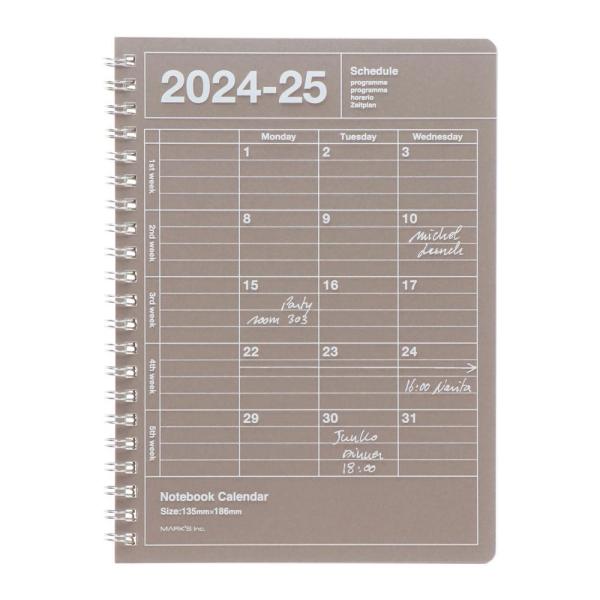 手帳 2024 スケジュール帳 2024年4月始まり 月間ブロック B6 ノートブックカレンダー・S...