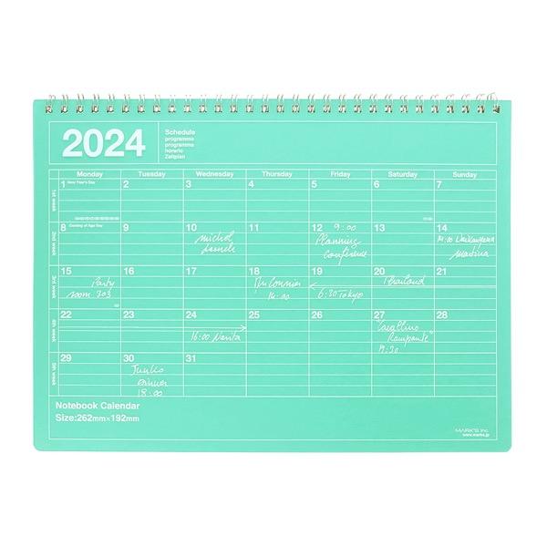 手帳 2024 スケジュール帳 2024年1月始まり 月間ブロック B5変型 ノートブックカレンダー...