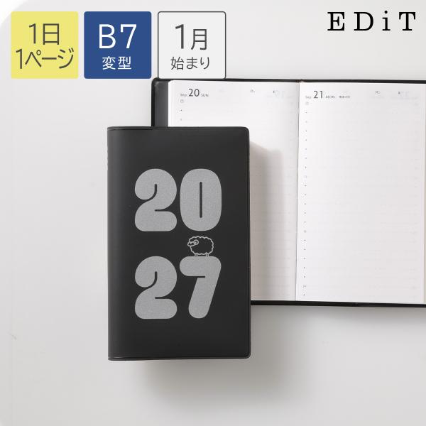 手帳 2027 スケジュール帳 2027年1月始まり 1日1ページ B7変型 リサイクルPVCカバー...