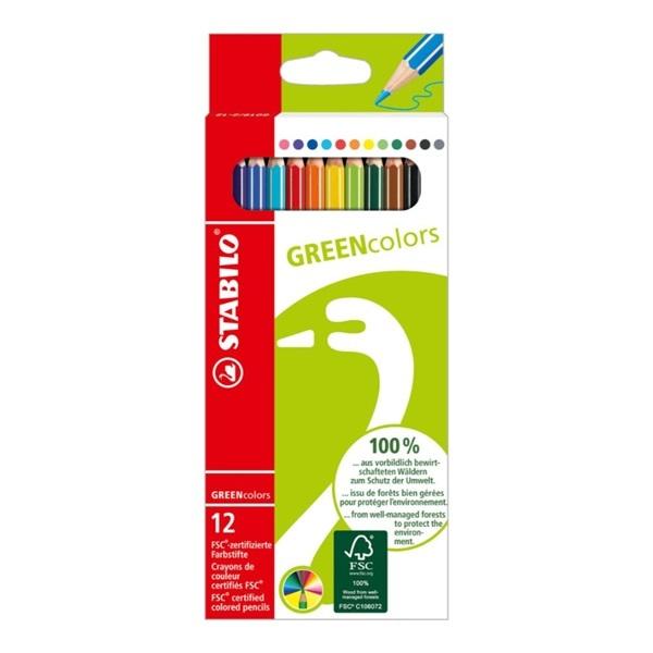 STABILO スタビロ グリーンカラー 色鉛筆 12色セット 3mm