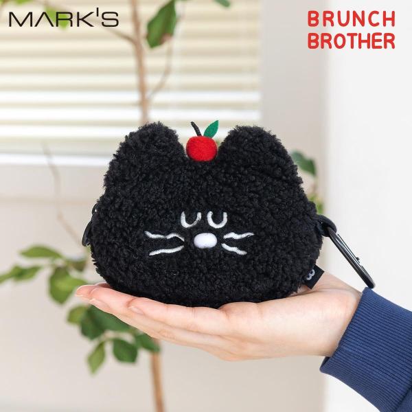 ブランチブラザー カードポーチ モグリィ・ブラック カラビナ付き 猫 ネコ クロネコ もこもこ ミニ...