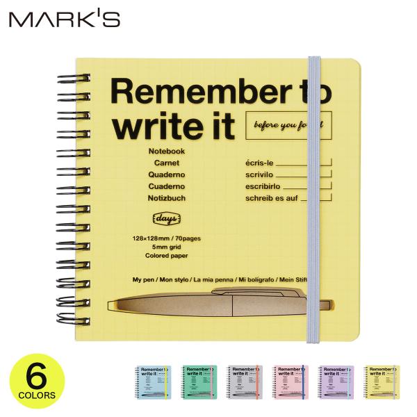 マークスタイル・デイズ 方眼ノート・スクエア ミニノート 128×128mm 5mmグリッド Wリン...