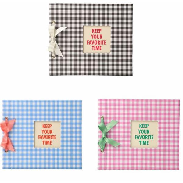 スクラップ台紙アルバム・ギンガムチェック 手作り スクラップ デコラップ コラージュ フォト ウェデ...