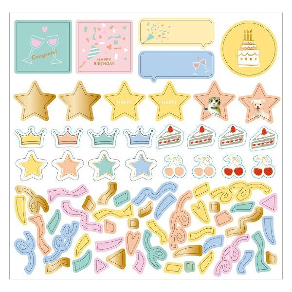 デコレーションステッカー・モチーフ バースデー 手作り スクラップ コラージュ シール ウェディング...