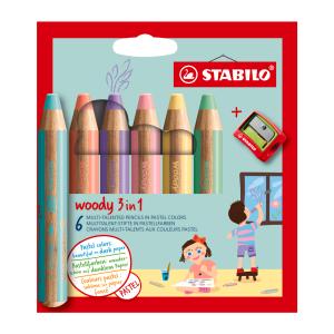 STABILO（スタビロ） ペン ウッディ 6色セット 色鉛筆 10mm パステル