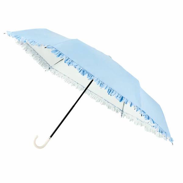 estaa 遮光折傘 Beauty Shield 無地フリル 54cm 日傘 UVカット 軽量 コン...