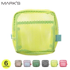 メッシュコレクション スクエアポーチ 文房具収納 小物入れ 化粧ポーチ コスメポーチ 軽量 コンパクト 内ポケット付き ユニセックス レディース マークス