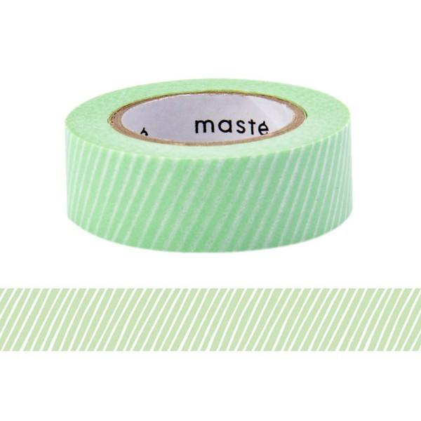 マステ 水性ペンで書けるマスキングテープ 小巻 ストライプ グリーン 緑 みどり マークス