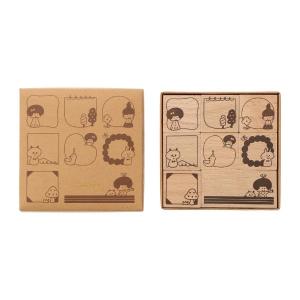 木製スタンプセット パターン 雑貨 文房具 デコ はんこ かわいい イラスト 文具女子 手帳 消しゴムはんこ作家 みずたま mizutama マークス｜marks