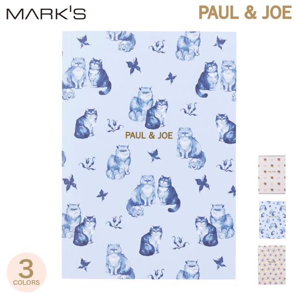 ポール ＆ ジョー ノート・A5ネコ 猫 ねこ 花柄 小口カラー 7mm罫線