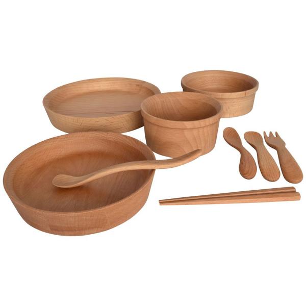 食器セット カトラリーセット ベビー 幼児用 プレート ボウル スプーン フォーク お箸 木製 GR...