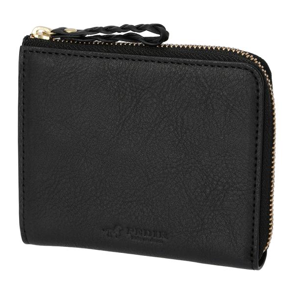 本革 革 PEDIR ペディール L字ファスナー スリムウォレット ブラック ソフトヌメ ミニ財布 ...