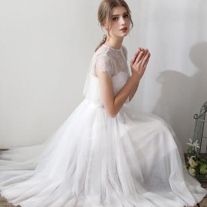 ウェディングドレス ミモレ丈 二次会 花嫁ドレス
