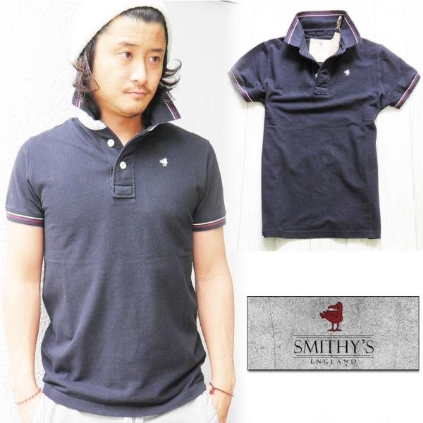 スミス イングランド SMITHY'S ENGLAND ポロシャツ メンズ 半袖 ネイビー