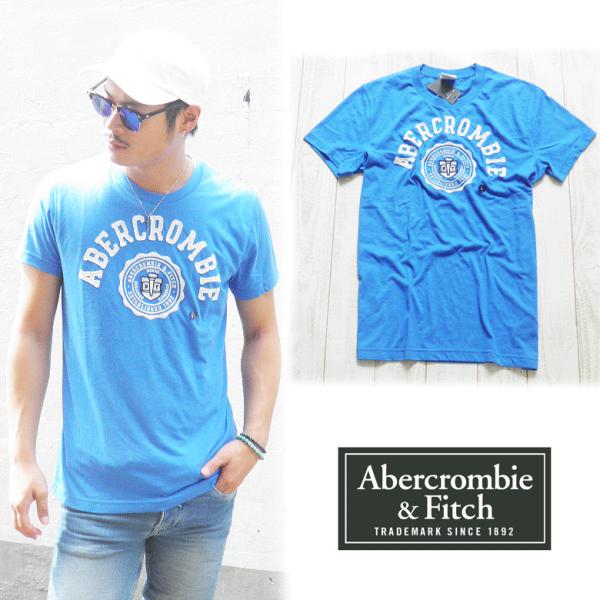 アバクロ/Abercrombie&amp;Fitch TEE Tシャツ メンズ 半袖 ブルー