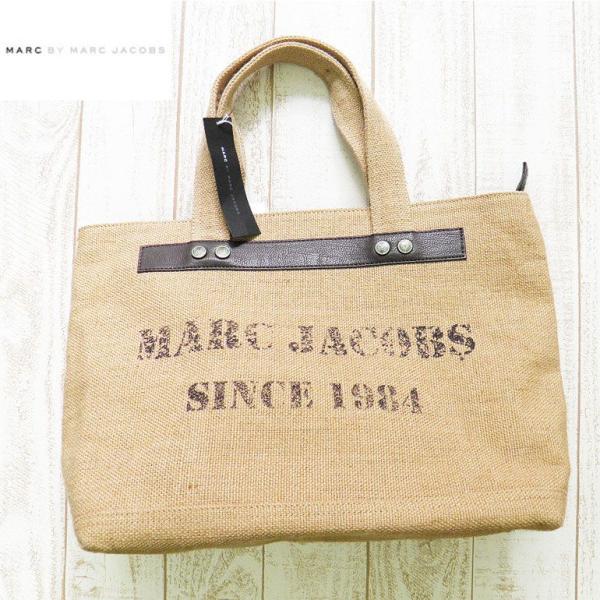 マークバイマークジェイコブス MARC BY MARC JACOBS バーラップトートバッグ 黄麻布...