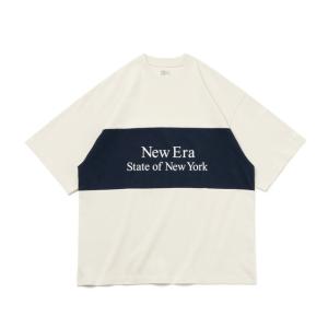 NEW ERA ニューエラ 半袖 オーバーサイズド Tシャツ Panel Tee ストーン/ネイビー｜maroonwebstore