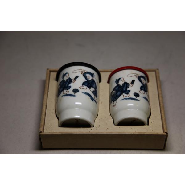 夫婦湯呑み　正月　いまでや酒店 ★0022 A-4