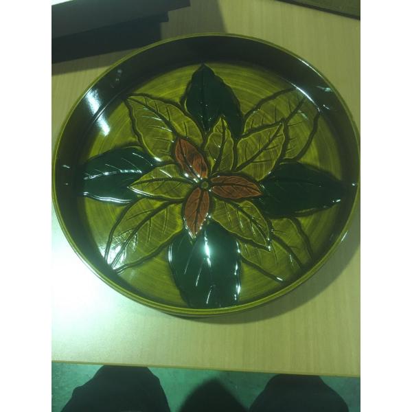 お盆 お菓子盆 茶色 花柄 昭和レトロ 未使用 ★0038 A-3