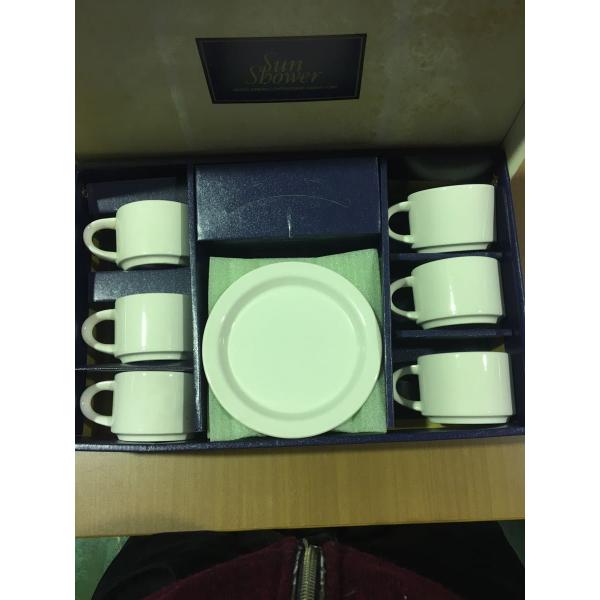 白 コーヒー カップ ソーサー 6客セット Sun Shower 未使用 ★0049 B-2