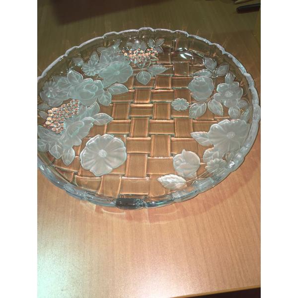 SOGA ガラス製　マスカット柄　大皿　フルーツ皿　お菓子皿　刺身皿　未使用 ★0232 A-1