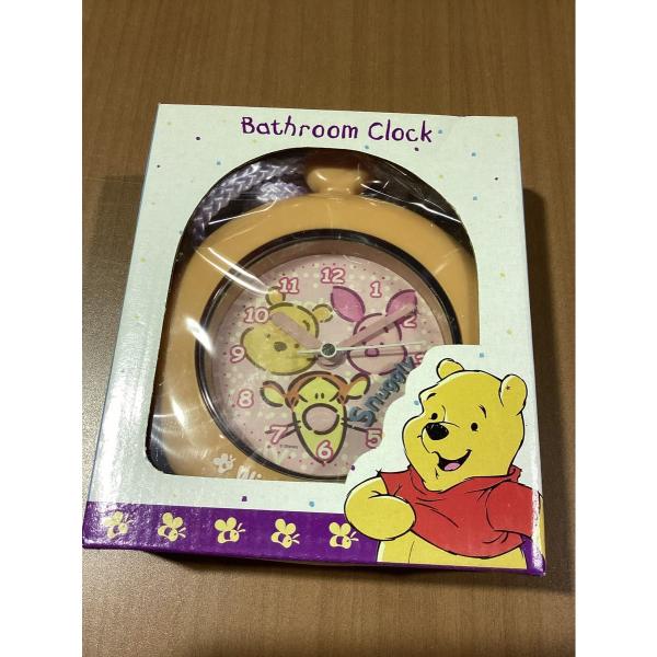 ディズニー　くまのプーさん　 バスルーム時計　掛け時計　薄茶色　未使用　中国製 ★0249 A-3