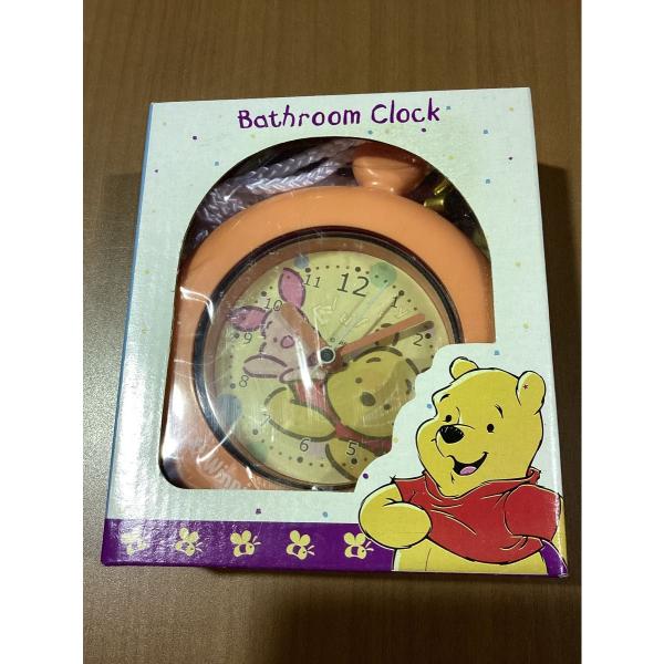 ディズニー　くまのプーさん　バスルーム時計　掛け時計　オレンジ　未使用　中国製 ★0250 A-3