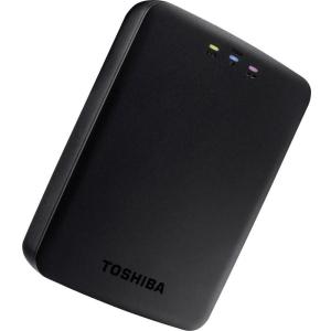 東芝 TOSHIBA キャンビオ ポータブルHDD ハードディスク 1TB AeroCast HDTU110EKWC1 ネットワークストレージ wi-fi接続 ワイヤレス Canvio｜marshal