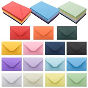 VANRA 封筒 横型 ミニサイズ 15色 150枚セット 名刺封筒 メッセージカード用封 自己粘着 封筒セット 無地 小型 お礼状用 お誕生日