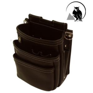 ふくろ倶楽部　朱雀　腰袋（大）3段　SZ-875-3　【釘袋・腰袋】黒