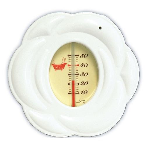 シンワ測定　風呂用温度計　Ｂ-10　ローズホワイト（73097）抗菌剤配合【お風呂でアロマ】