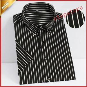 ワイシャツ 半袖 メンズ Yシャツ ボタン スリム ストライプ カジュアル 通勤 ビジネス 大きいサイズ カッターシャツ 薄手 紳士用 シャツ 制服｜maru2022