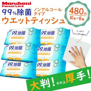 ウェットティッシュ ウエットティッシュ 除菌シート 除菌ウエットティッシュ ノンアルコール ノンアルコールウェットティッシュ 厚手 大判 80枚 6個 除菌