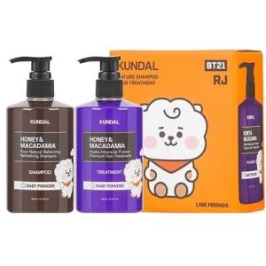 韓国コスメ　クンダル　KUNDAL　ハニー＆マカダミア　シャンプー＆トリートメントセット　ユニバースターBT21　RJ　ベビーパウダー　300ml×2本