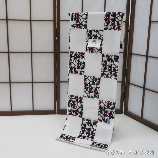 竺仙鑑製浴衣（ちくせん）綿絽白地柄染め高級ゆかた反物27