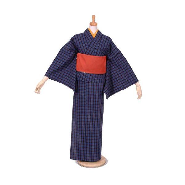 天然発酵立て藍染め松阪木綿プレタ着物(単衣）2