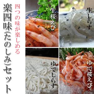 桜エビ、しらす「楽四味（たのしみ）セット」 送料込　由比港水揚げ