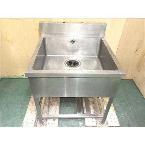 【中古】【送料都度見積】1槽シンク W750×D750×H800＋BG150mm