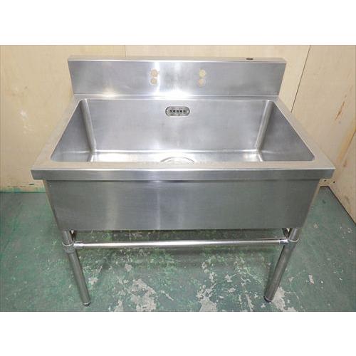 【中古】【送料都度見積】1槽シンク W900×D600×H800＋BG150mm