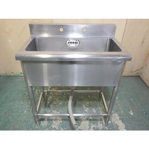 【中古】【送料都度見積】1槽シンク W750×D450×H800+BG100mm