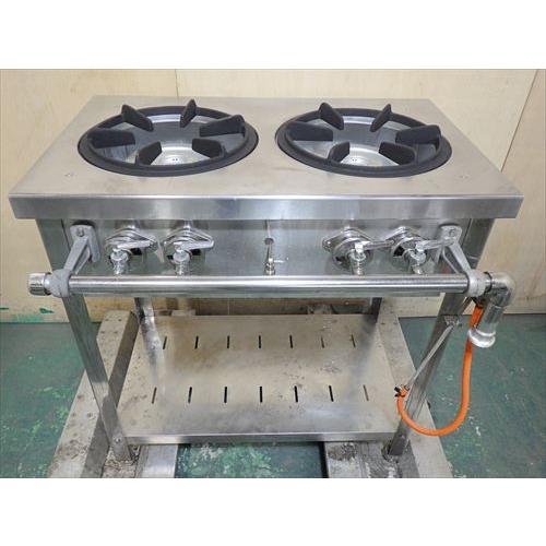 【中古】【送料都度見積】ガステーブル W750×D450(ガス管含むD550)×H800mm