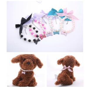 犬　首輪　犬用首輪 ペットアクセサリー　軽い首輪　可愛い首輪　真珠首輪　全種類犬用首輪　４サイズ　５カラー　おしゃれ　首輪真珠い