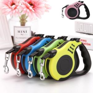 犬用リード　自動巻き戻し式　ワンタッチロック　５メートル　骨柄　犬お散歩　リードえ