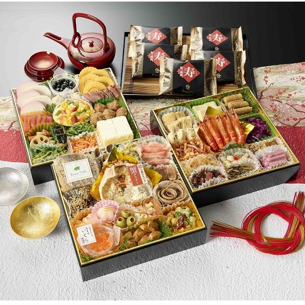 WEB-86【小樽きたいち】小樽きたいち御膳　華雅　和洋三段重（オリジナルワッフル付）