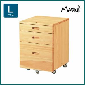デスクワゴン キャスター付き 木製 引出し収納 L型 3段