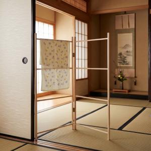 ひのきタオル掛け衝立 天然木製 洋服かけ 日本製の詳細画像2