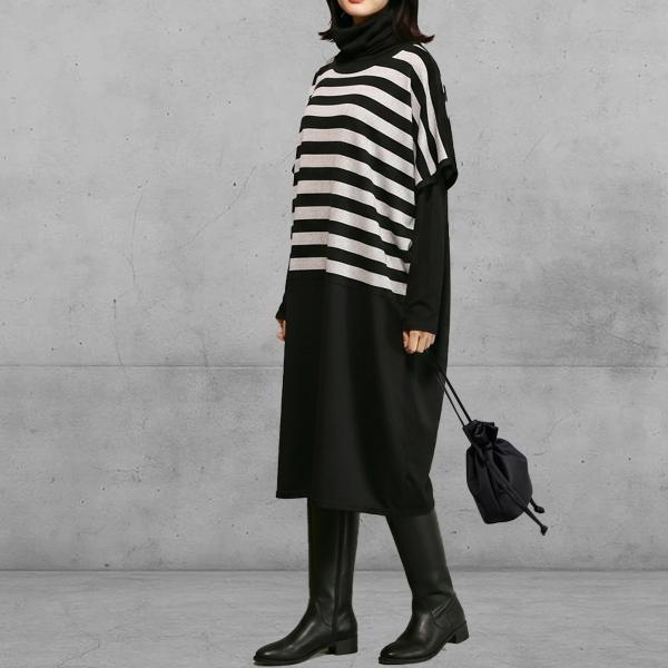 大きいサイズ ワンピース 30代 40代 50代 ボーダー ゆったり 重ね着 プリント ワンピー ド...