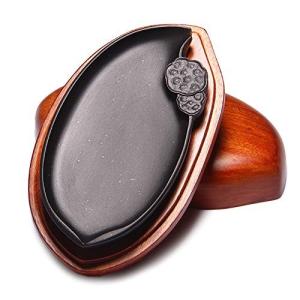 歙州硯 老坑 13cm 楠の美しい専用硯箱入り 円形 中国四大名硯の一つ安徽省黄山